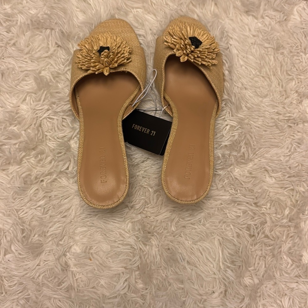 Forever 21 Tan Mules with Bow Detail